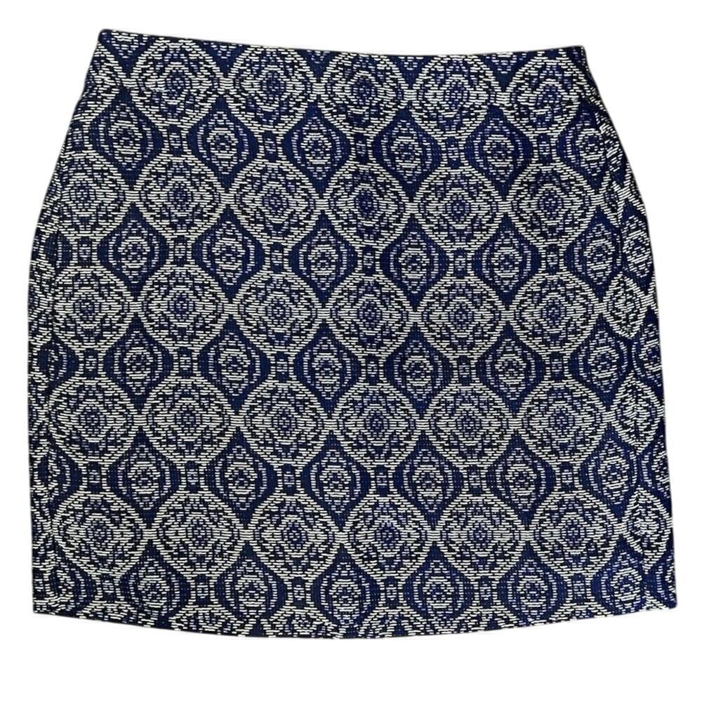 J. Crew Brocade Blue Geometric Mini Skirt Women’s Size 4 Career Professional NWT